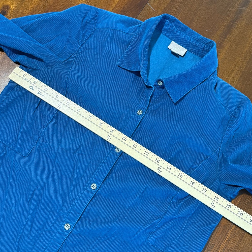 J Jill Womens Fine Wale Corduroy Button Up Shirt Size S Blue Long Sleeve Cotton - Picture 6 of 7
